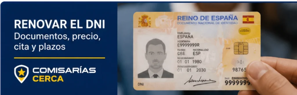 Imagen de Comisarías Cerca sobre documentos, precio, cita y plazos para renovar el DNI